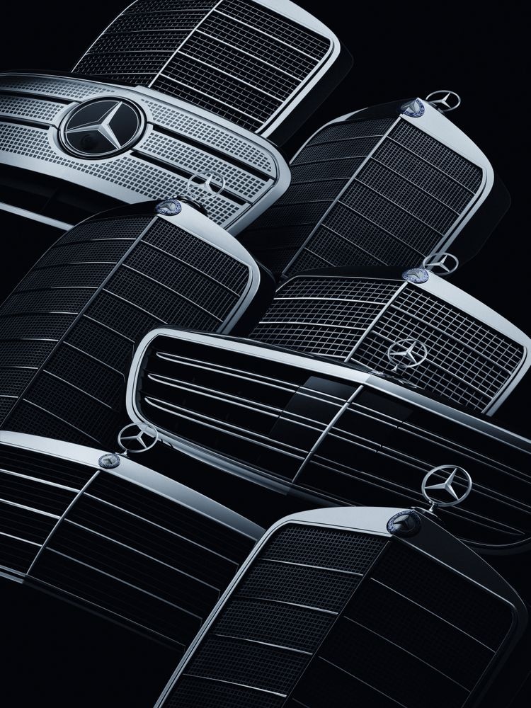 Ikonický dizajn: Masky chladiča Mercedes-Benz z rôznych ér.